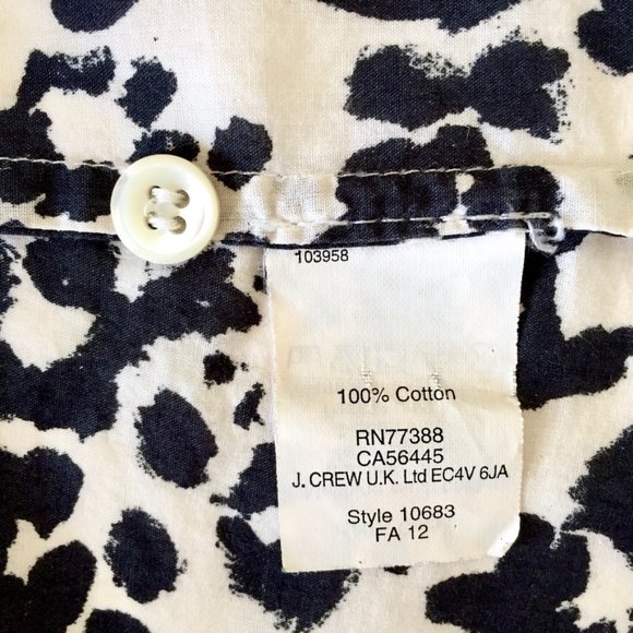 J Crew - B/W Leopard Print - Button Down Shirt - Size 2 - Picture 5 of 5